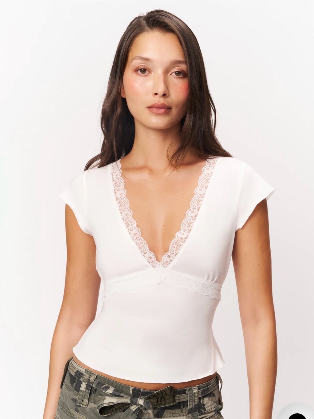 Danielle Guizo Camille Lace Trim V-Neck